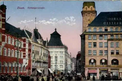 Ak Essen im Ruhrgebiet, Kettwiger Straße, Straßenbahn, Geschäfte