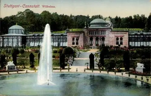 Ak Stuttgart Cannstatt in Württemberg, Schlossanlage Wilhelma, Wasserfontäne