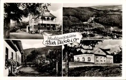 Ak Reichelsheim im Odenwald, Waldgaststätte Vier Stöck, Gasthaus Zum Burgviertel, Panorama