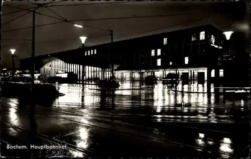 Ak Bochum im Ruhrgebiet, Hauptbahnhof, Nacht