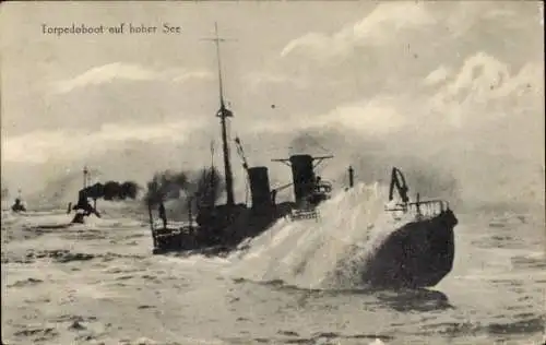 Ak Deutsches Kriegsschiff, Torpedoboot auf hoher See, Kaiserliche Marine