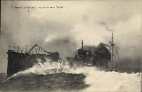 Ak Deutsches Kriegsschiff, Hochseetorpedoboot bei schwerem Wetter, Kaiserliche Marine