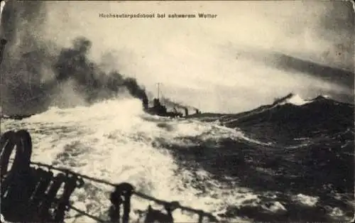 Ak Deutsches Kriegsschiff, Hochseetorpedoboot bei schwerem Wetter, Kaiserliche Marine