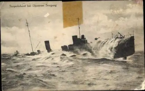 Ak Deutsches Kriegsschiff, Torpedoboot bei schwerem Seegang, Kaiserliche Marine
