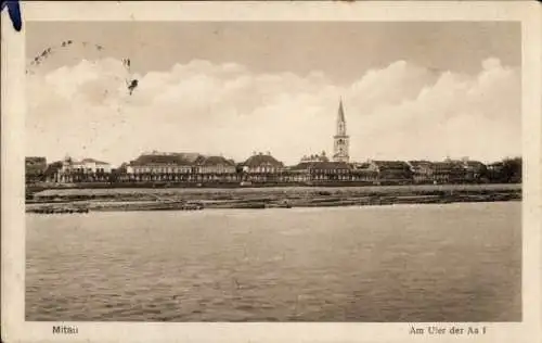 Ak Jelgava Mitau Lettland, Am Ufer der Aa I