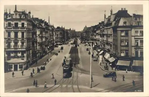 Ak Köln am Rhein, Hohenstaufenring, Straßenbahn, Litfaßsäule, Geschäfte