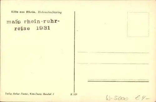 Ak Köln am Rhein, Hohenstaufenring, Straßenbahn, Litfaßsäule, Geschäfte