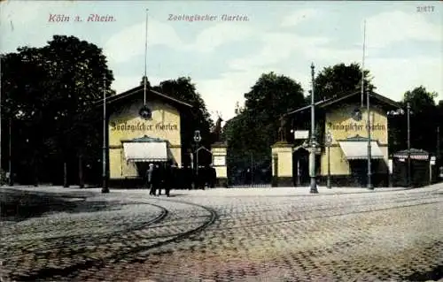 Ak Köln am Rhein, Blick auf den Zoologischen Garten, Eingang, Passanten