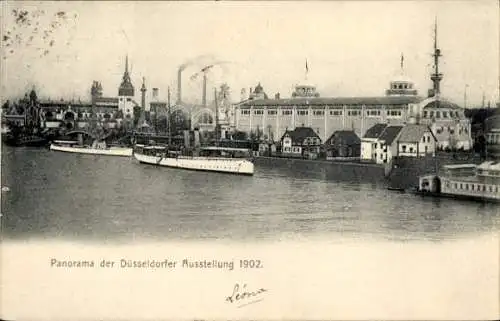Ak Düsseldorf am Rhein, Industrie und Gewerbeausstellung 1902, Panorama der Ausstellung