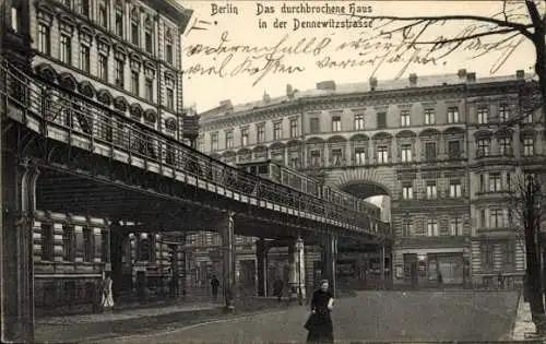 Ak Berlin Kreuzberg, Das durchbrochene Haus in der Dennewitzstraße