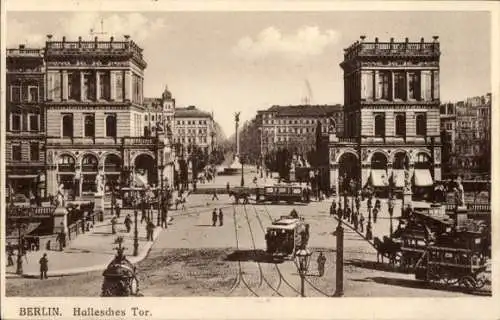 Ak Berlin Kreuzberg, Hallesches Tor, Pferdekutschen