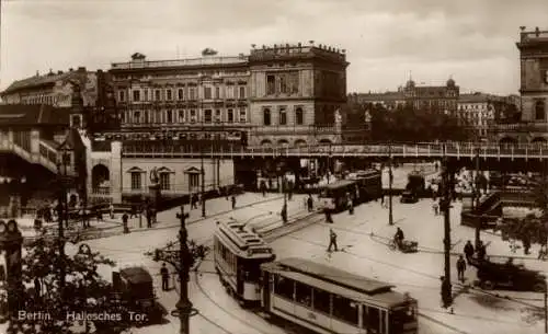 Ak Berlin Kreuzberg, Hallesches Tor, Straßenbahn