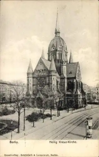 Ak Berlin Kreuzberg, Heilige Kreuzkirche, Litfaßsäule