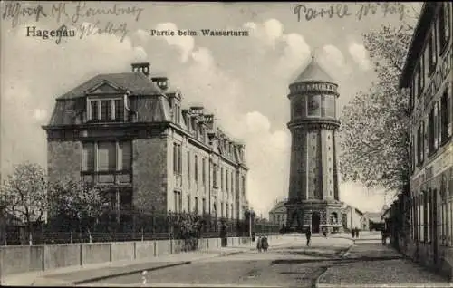 Ak Haguenau Hagenau im Elsass Bas Rhin, Partie mit Wasserturm