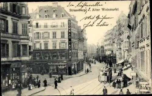 Ak Strasbourg Straßburg Elsass Bas Rhin, Alter Weinmarkt