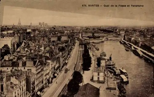 Ak Nantes Loire Atlantique, Panorama, Quai de la Fosse