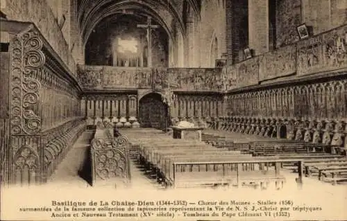 Ak La Chaise Dieu Haute Loire, Basilique, Coeur des Moines