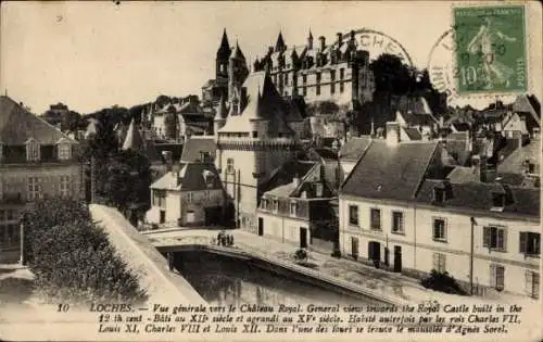 Ak Loches Indre-et-Loire, Vue generale vers le Chateau Royal