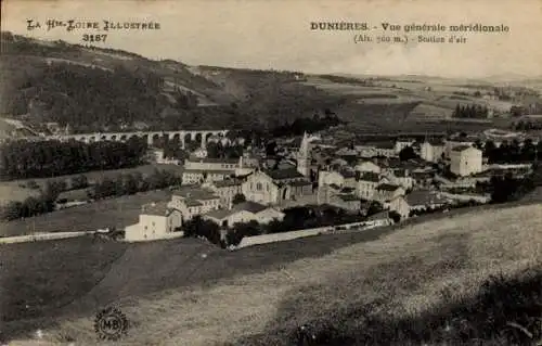 Ak Dunières Haute Loire, Vue generale meridionale