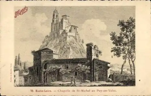 Künstler Ak Puy en Velai Haute Loire, Chapelle de St. Michel, Berg