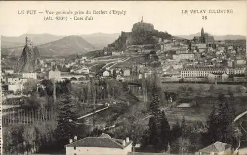 Ak Le Puy en Velay Haute Loire, Vue generale prise du Rocher d'Espaly