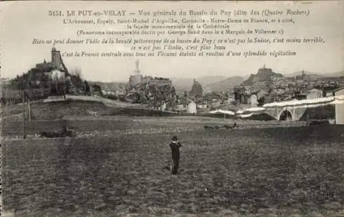 Ak Le Puy en Velay Haute Loire, Vue generale du Bassin du Puy