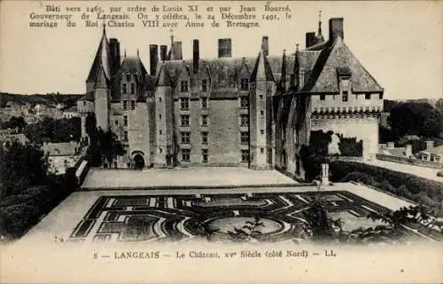 Ak Langeais Indre et Loire, Chateau, Cote Nord