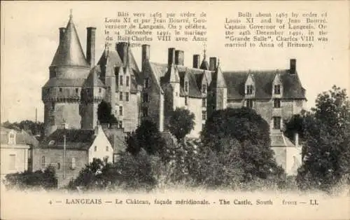 Ak Langeais Indre et Loire, Chateau, Facade meridionale