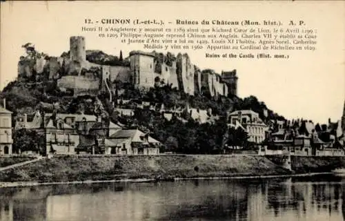 Ak Chinon Indre et Loire, Ruines du Chateau