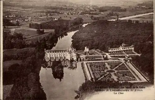 Ak Chenonceaux Indre et Loire, Chateau vu d'avion