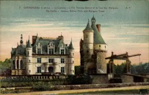 Ak Chenonceaux Indre et Loire, Chateau, Tour des Marque