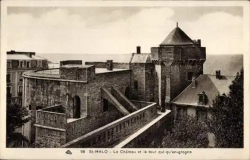 Ak Saint Malo Ille et Vilaine Bretagne, Chateau, Tour qui-qu'en-grogne