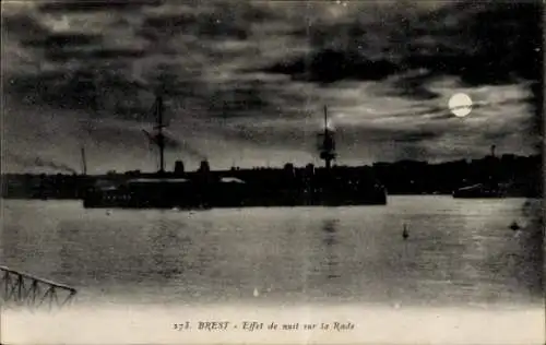 Ak Brest Finistère, Effet de nuit sur la Rade