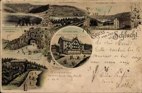 Litho Col de la Schlucht Vosges, Hotel und Weisser See, Châlet Hartmann