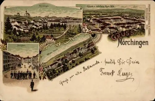 Litho Morhange Mörchingen Lothringen Moselle, Totale, Kaserne, Offiziers Viertel, Marktplatz
