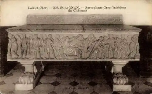 Ak Saint Aignan sur Cher Loir et Cher, Sarcophage Grec
