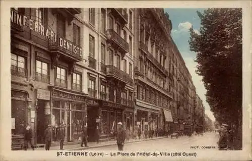 Ak Saint Étienne Loire, La Place de l'Hotel de ville, cote Ouest