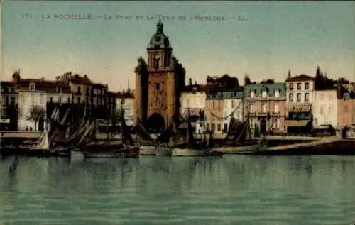 Ak La Rochelle Charente Maritime, Hafen, Tour de L'Horlogne