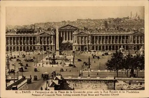 Ak Paris VIII., Place de la Concorde, Rue Royale, Madeleine