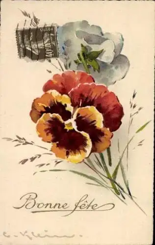 Künstler Ak Klein, Catharina, Stiefmütterchen