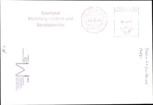 Ak Politiker Oskar Lafontaine, Ehemaliger Ministerpräsident des Saarlandes, Portrait, Autogramm