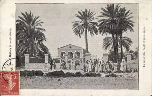 Ak Biskra Algerien, neue französisch-arabische Schule