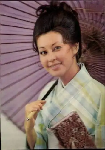 3-D Ak Zwinkernde Asiatin, Sonnenschirm