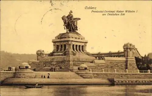 Ak Koblenz am Rhein, Provinzial-Denkmal Kaiser Wilhelm I. am Deutschen Eck