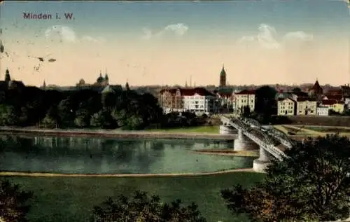 Ak Minden in Westfalen, Brücke, Teilansicht