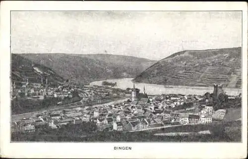 Ak Bingen am Rhein, Panorama, Weinberge