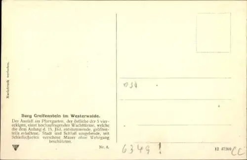 Ak Greifenstein im Westerwald Hessen, Burg Greifenstein