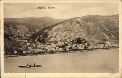 Ak Lorch im Rheingau Hessen, Panorama, Dampfer