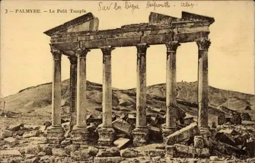 Ak Palmyra Syrien, Le Petit Temple, Torbogen eines Tempels, antike Stätte, Säulen