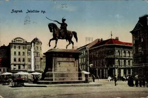 Ak Zagreb Kroatien, Platz, Denkmal